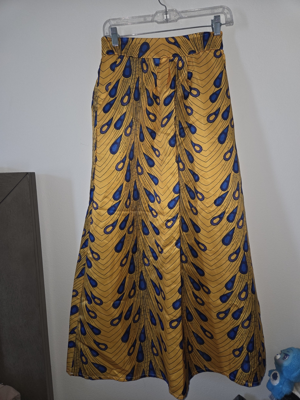 Yellow & Blue Printed Maxi Skirt with Tie Waist